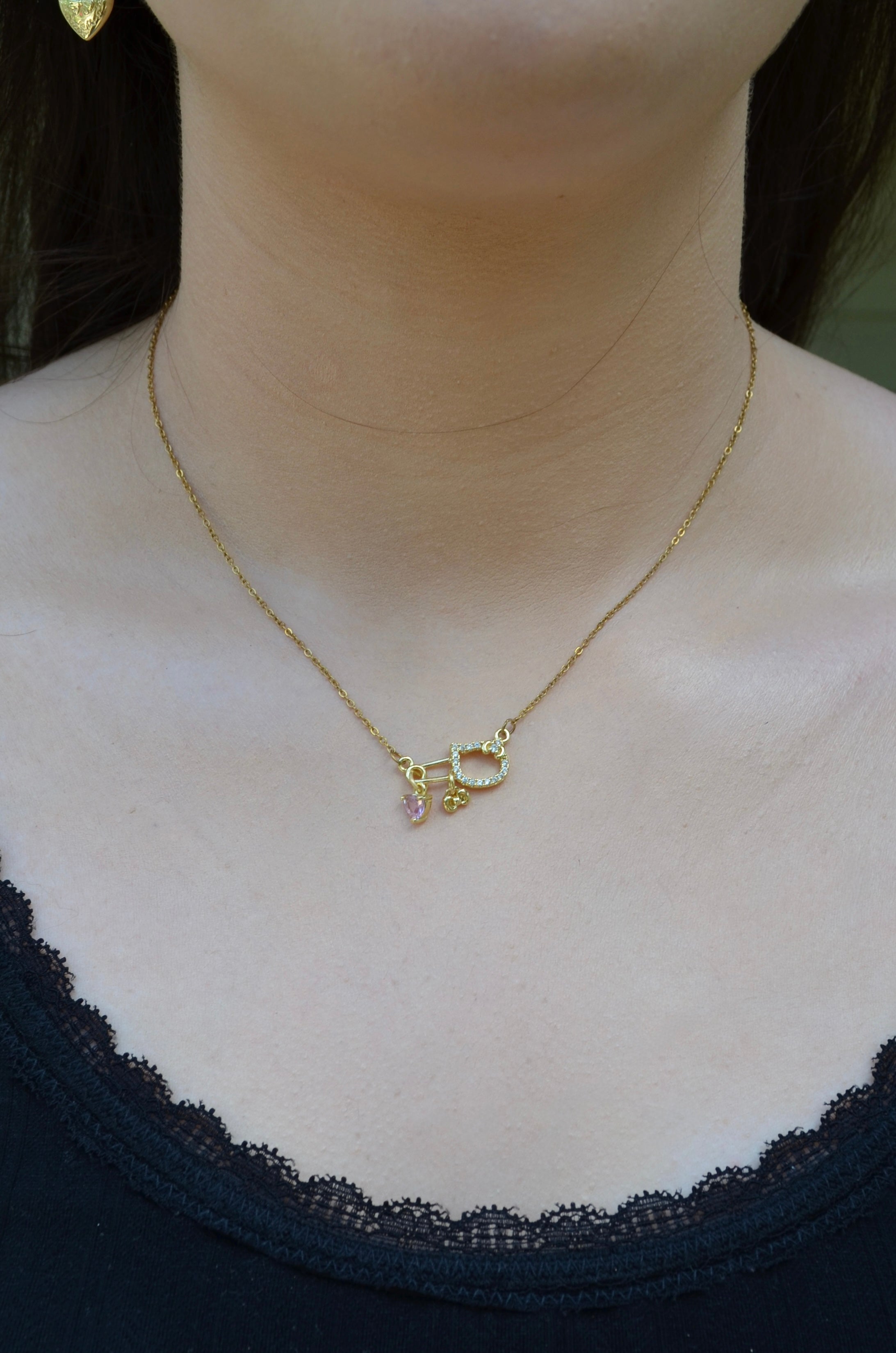 Cat Charm Cluster Necklace