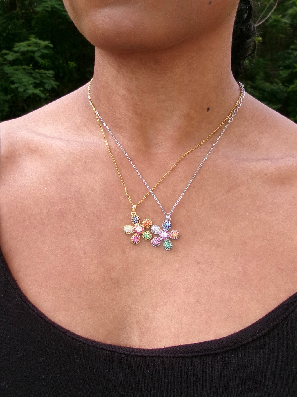 Colorful Crystal Flower Necklace