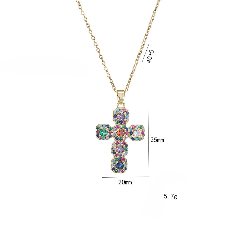 Stainless Steel Colorful Cross Necklace