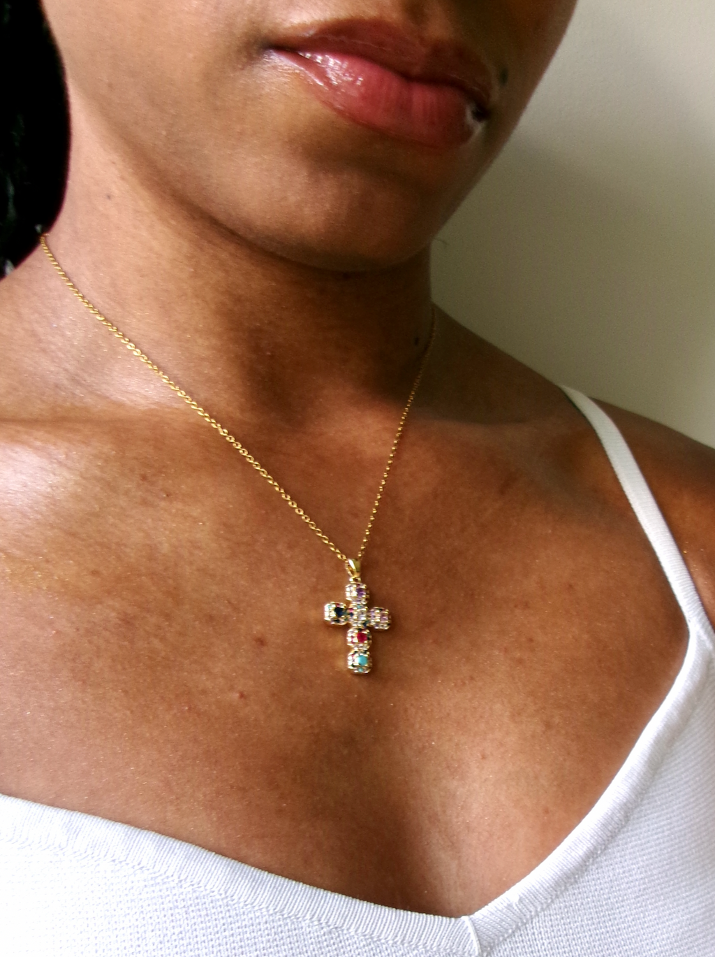 Stainless Steel Colorful Cross Necklace